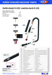 Hořák Plasma S 125  8m PEGAS 100 Plasma strojní
