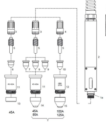 Hořák Plasma TM-125 8 m strojní coax PEGAS 60/101/121 CNC