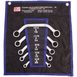 Oboustranné očkové klíče 1/4 ÷ 7/8" BGS101222 palcové, C-forma, dvanáctihran. Sada 5 dílů