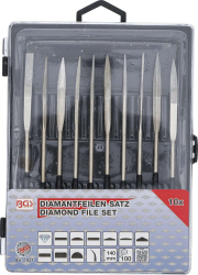 Diamantové pilníky 140 x 3 mm BGS101921, zahnuté. Sada 10 dílů
