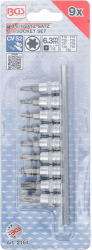 Zástrčné hlavice 1/4" T-profil T10 ÷ T50 BGS102164 Sada 9 dílů na kolejnici