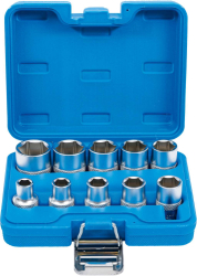 Nástrčné hlavice 1/2" palcové 3/8" ÷ 15/16" BGS102434. Sada 10 ks na kolajnici