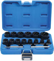 Nástrčné hlavice 1/2" SPECIAL 8 ÷ 27 mm BGS105269 na poškozené šrouby. Sada 16 dílů