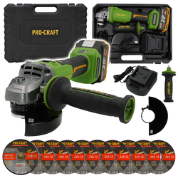 Aku úhlová bruska Procraft PWA220 + 10x řezný kotouč CD125x1.0 | SPWA220/CD125x1.0b