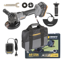 Aku úhlová bruska Procraft Industrial AG125A-1B-F (Taška) | AG125A-1B-F