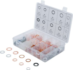 Těsnicí kroužky měď, hliník, nylon BGS1085225 (Sada 250 dílů)
