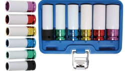 Nástrčné hlavice 1/2" 15 ÷ 22 mm BGS107307, prodloužené s plast. ochrannou Sada 6 dílů