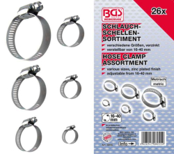 Hadicové spony 16 ÷ 40 mm BGS108055, Sada 26 dílů