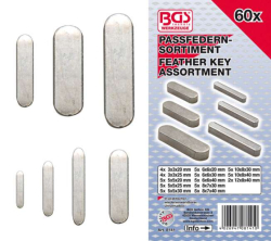 Těsná pera 3x3x20 mm ÷ 12x8x40 mm BGS108141 Sortiment 60 dílů
