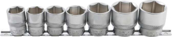 Nástrčné hlavice 1/2" 6hran 20 ÷ 32 mm BGS109108 Sada 7 dílů na kolejnici