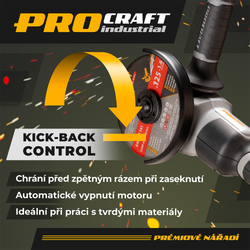 Aku úhlová bruska Procraft Industrial AG125A-1B-F (Taška) | AG125A-1B-F