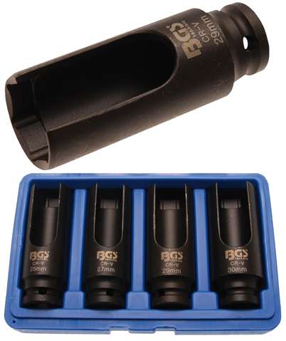 Nástrčné hlavice 1/2" šestihran 25 ÷ 30 mm BGS108351, tvrzené. Sada 4 díly pro vstřikovače